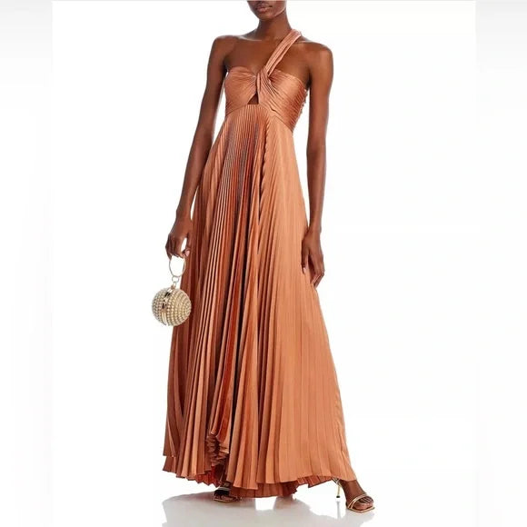alc nessa pleated dress A.L.C. Nessa Gown in Torta by ALC