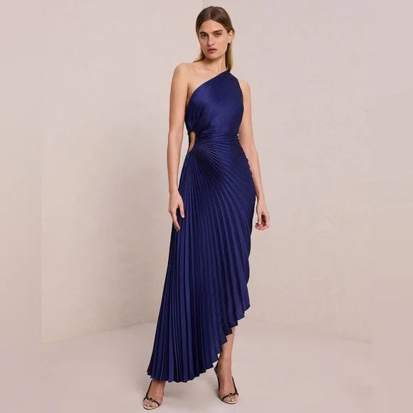 strapless open back dress Crew Neck Sleeveless Tie Waist A-Line Pleated Dress main image 1