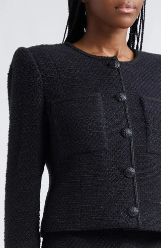 Veronica Beard Lars Women's Black Metallic Mabel Cotton Blend Tweed Jacket