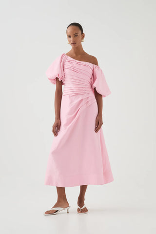 Aje Cadence Women's Pink Lined Irregular Ruched Asymmetric Off The Sho TheFabNest Aje Cadence Women's Pink Lined Irregular Ruched Asymmetric Off The Sho TheFabNest