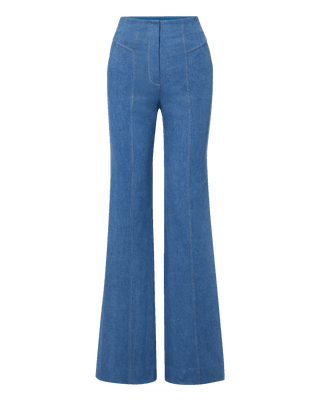 Veronica Beard Frenkle Women's Blue Denim Cotton Flared Leg Stretch High-Rise Trouser Pant Jeans