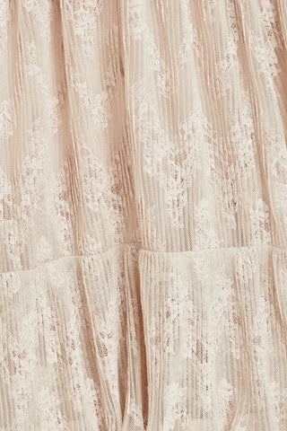 Zimmermann Women's Beige Ruffled Corded Lace Detachable Waist Belted Bell Long Sleeve Midi Tiered Dress