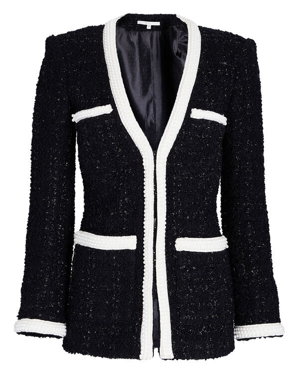 VERONICA BEARD Kemsley Pearl-Embellished Bouclé Tweed Jacket