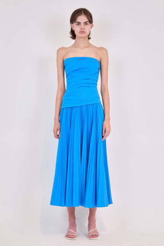 arie strapless cotton midi dress Simkhai Arie Strapless Cotton Midi Dress in Oasis Blue