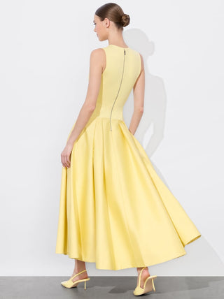 Alice + Olivia Adley Women's Yellow Round Neck Sleeveless Drop Waist P TheFabNest Alice + Olivia Adley Women's Yellow Round Neck Sleeveless Drop Waist P TheFabNest