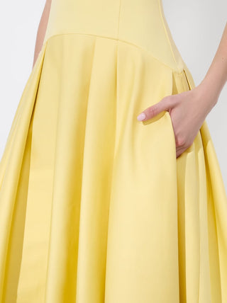 Alice + Olivia Adley Women's Yellow Round Neck Sleeveless Drop Waist P TheFabNest Alice + Olivia Adley Women's Yellow Round Neck Sleeveless Drop Waist P TheFabNest