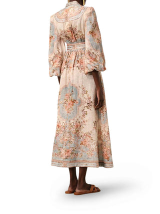 august plunge midi dress Zimmermann August Plunge Midi Dress Sky Blue Floral Size 2