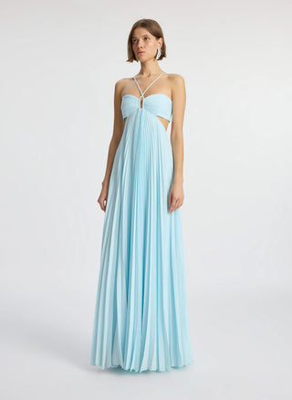 A.L.C. Moira Matte Women's Blue Polyester Fully Lined Halter Neck Plea TheFabNest A.L.C. Moira Matte Women's Blue Polyester Fully Lined Halter Neck Plea TheFabNest