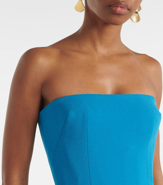 Alex Perry Women's Blue Strapless Stretchy Off the Shoulder Back Slit Hem Sleeveless Fitted Bodycon Midi Dress