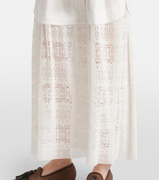 Simkhai Jenner Women's White Poplin & Lace Polyester Fully Lined Belted Waist Short Sleeve Collared Midi Shirt Dress