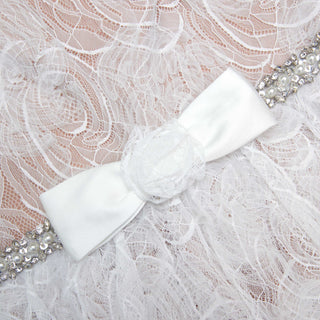 Self-Portrait Women's White Tulle Lace Embellished Square Neckline Floral Bow Motif Partially Lined Back Slit Maxi Dress