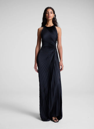 ALC Reagan Women's Black Satin High Neckline Asymmetrically Draped Ruc TheFabNest ALC Reagan Women's Black Satin High Neckline Asymmetrically Draped Ruc TheFabNest