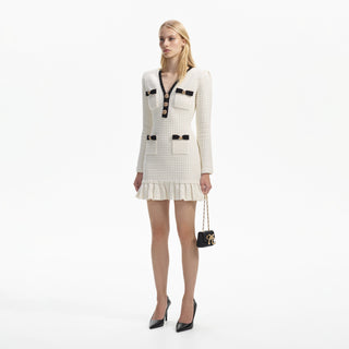 self portrait white knit peplum mini dress Self-Portrait - White Knit Peplum Mini Dress