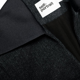 Self-Portrait Women's Black Button Closure Fitted Exaggerated Collared Removable Shoulder Pads Blazer Mini Dress