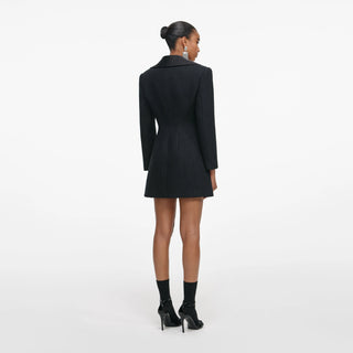 Self-Portrait Women's Black Button Closure Fitted Exaggerated Collared Removable Shoulder Pads Blazer Mini Dress