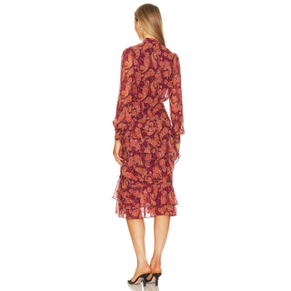 Saloni Isa Ruffle Dress In Ruby Paisley