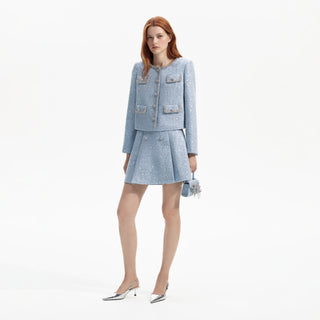 SELF-PORTRAIT Embellished Cropped Jacket in Bouclé