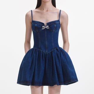 Self-Portrait Women's Blue Denim Sleeveless Sweetheart Neck Diamante B TheFabNest Self-Portrait Women's Blue Denim Sleeveless Sweetheart Neck Diamante B TheFabNest