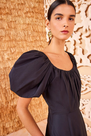 Ulla Johnson Imara Women's Black Pleated Scoop Neck Short Puff Sleeve TheFabNest Ulla Johnson Imara Women's Black Pleated Scoop Neck Short Puff Sleeve TheFabNest