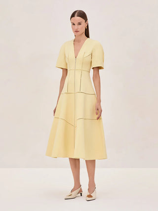 Alexis Valry Women's Yellow Front Full Zip-Up Cotton Blend Fit & Flare TheFabNest Alexis Valry Women's Yellow Front Full Zip-Up Cotton Blend Fit & Flare TheFabNest