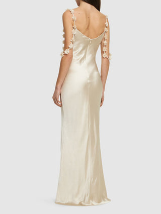 self-portrait satin flower maxi dress SELF-PORTRAIT BANGKOK | LILAC SATIN FLOWER MAXI DRESS