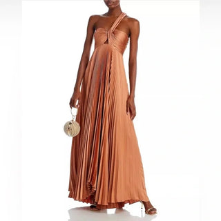 nessa satin pleated dress Nessa Satin Pleated Dress