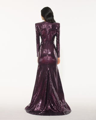 Alex Perry Felix Purple Sequin Gown In Purple