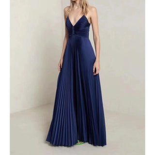 A.L.C Aries Satin Pleated Backless Dress