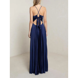 A.L.C Aries Satin Pleated Backless Dress TheFabNest A.L.C Aries Satin Pleated Backless Dress TheFabNest